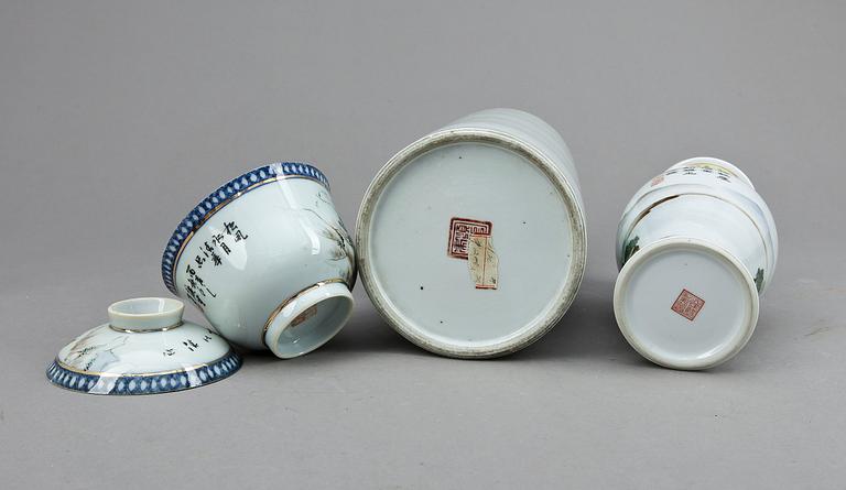 PARTI PORSLIN, 3 delar, Kina, 1900-tal.
