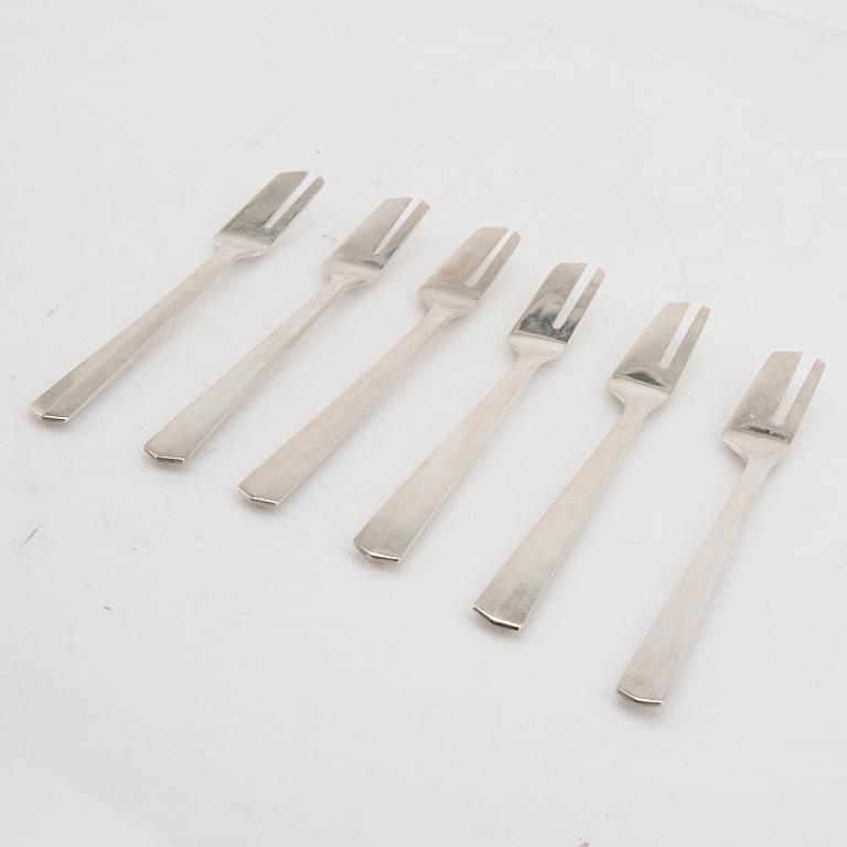 A Swedish 20th century set of 12 silver cake forks mark of Anders Ericson Kristianstad 1969 weight 390 grams.
