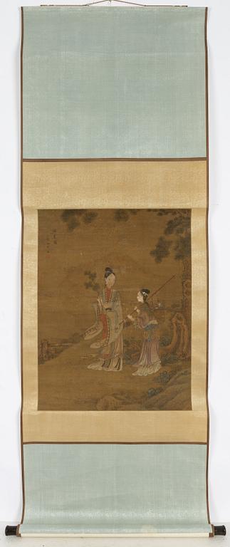 Leng Mei, after, Elegant ladies in garden.