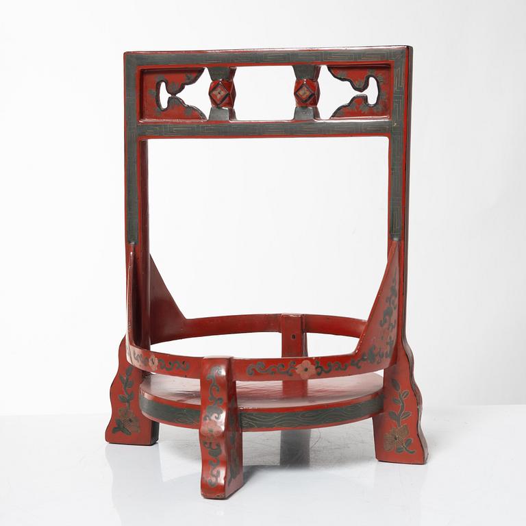 A group of three red wooden vessels, China/Southeast Asia, 20th century.