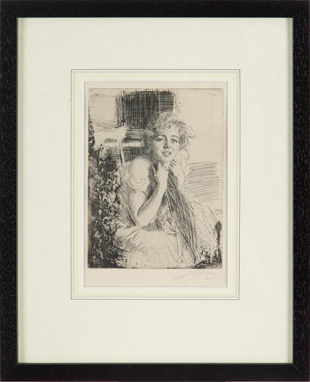 ANDERS ZORN, etsning, 1904, signerad med blyerts.