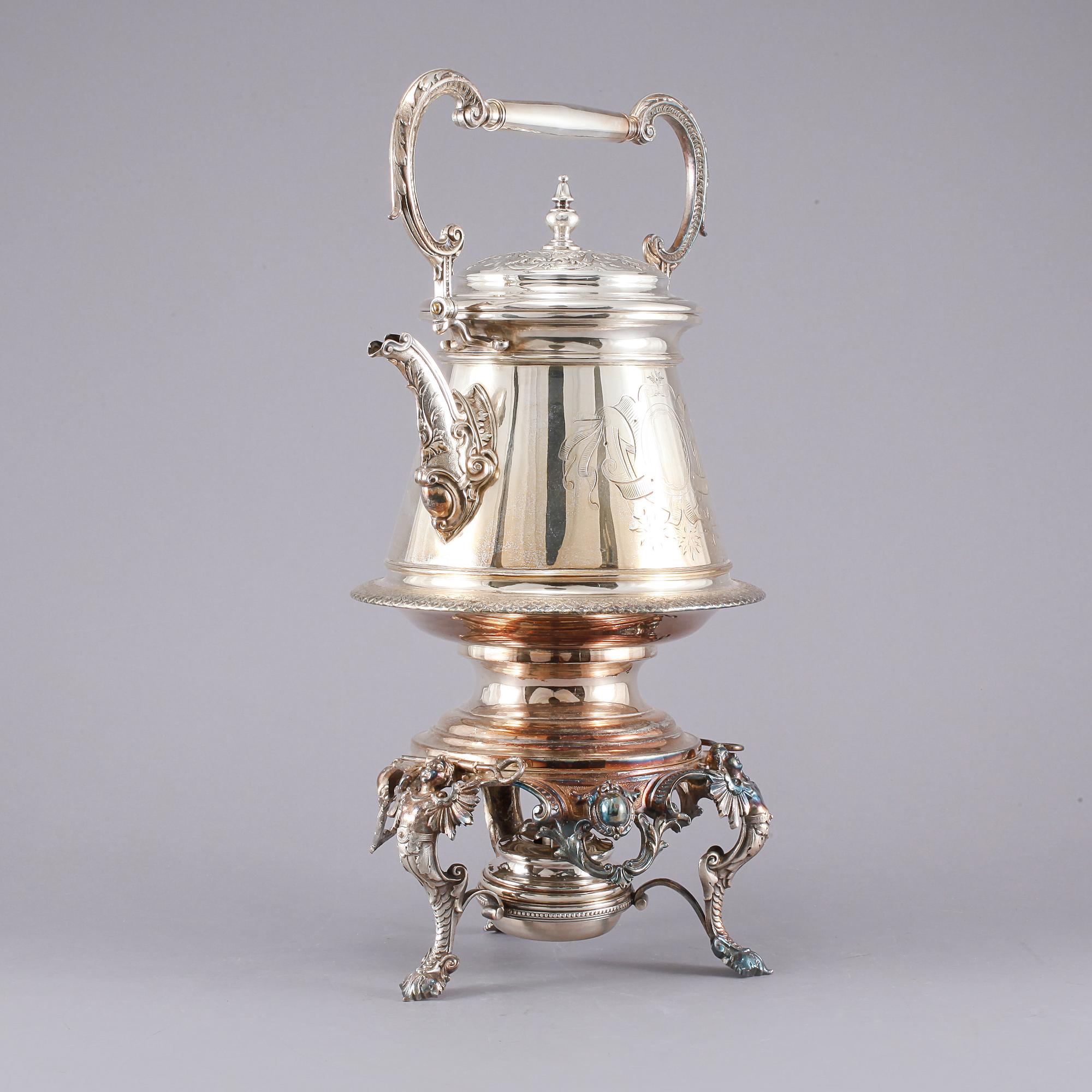SAMOVAR, nysilver, omkring sekelskiftet 1900.