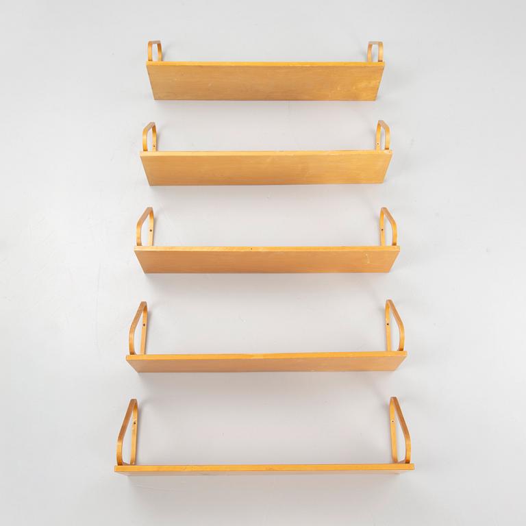 Alvar Aalto, shelves, 5 pcs, model 112, Ernst Sundh's Honorary Award, Artek, 1950s.