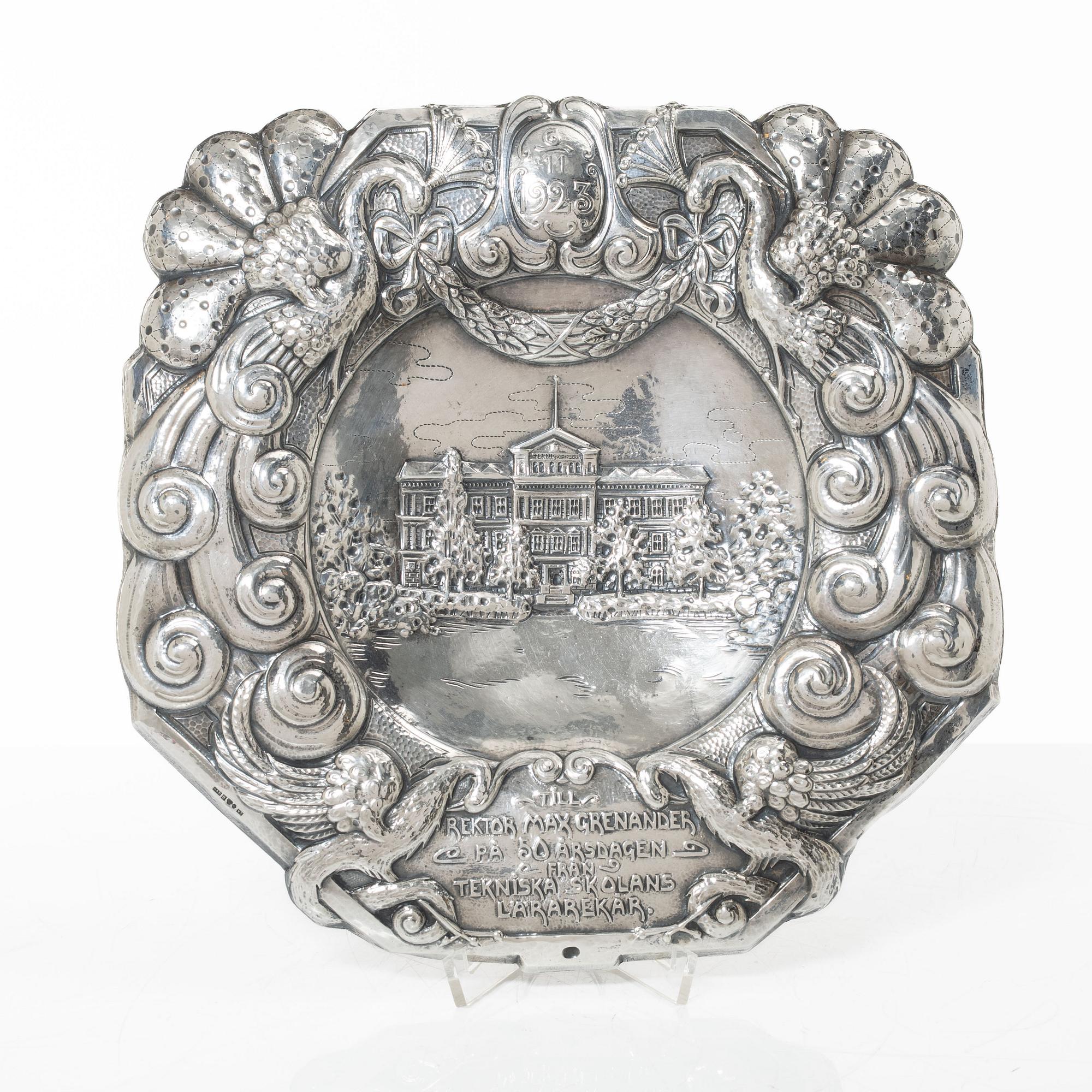 Astri Ekengren Ekman, a silver wall plaque, GA Hultgren, Eskilstuna, 1923.