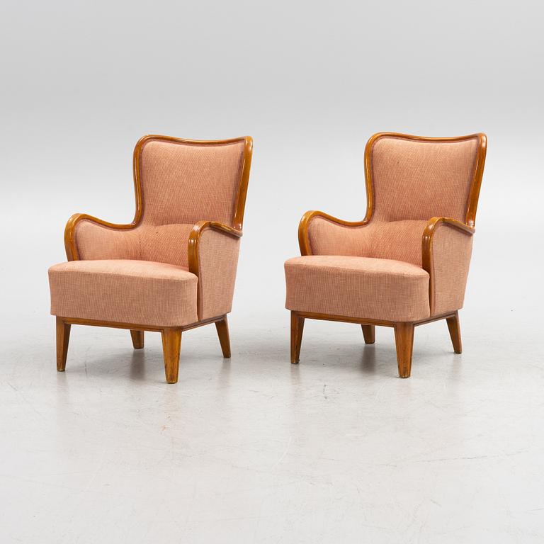 Armchairs, a pair, "Swedish Modern", first half of the 20th century.