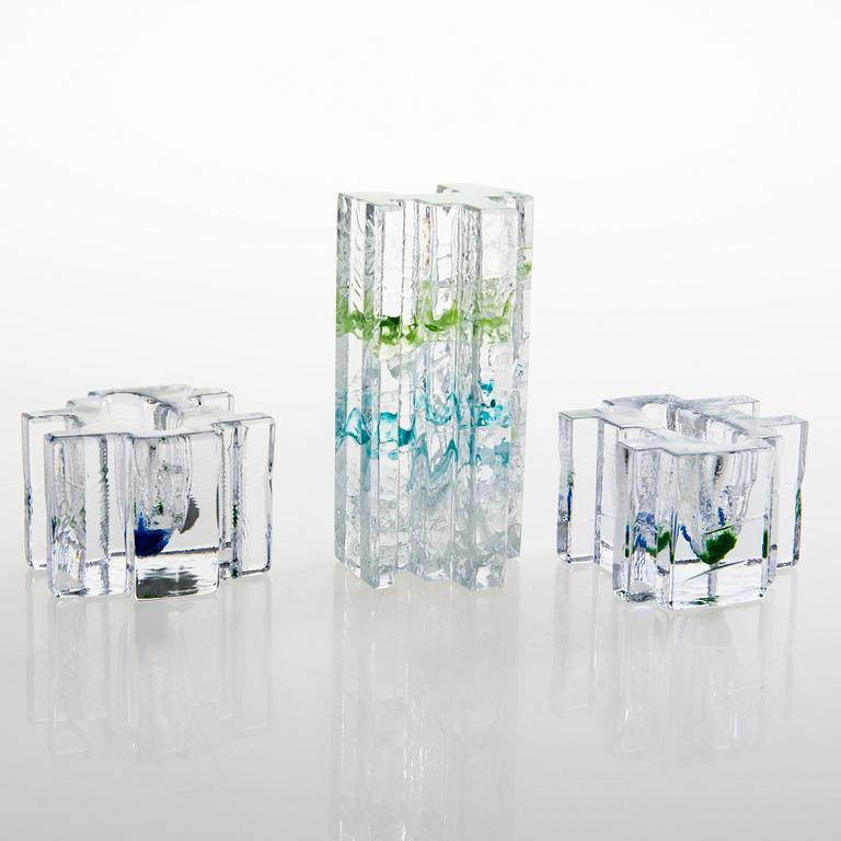 HELENA TYNELL, Three 'Forest' sculptures, one signed Helena Tynell Riihimäen Lasi Oy.