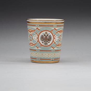 A Russian 19th century coronation-mug, for Nicholas II and Alexandra 14th of May 1896.