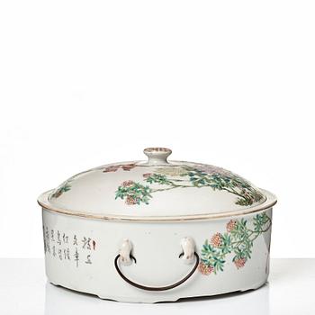 A famille rose tureen with cover, China, 20th Century, marked Lei Oui Quan.