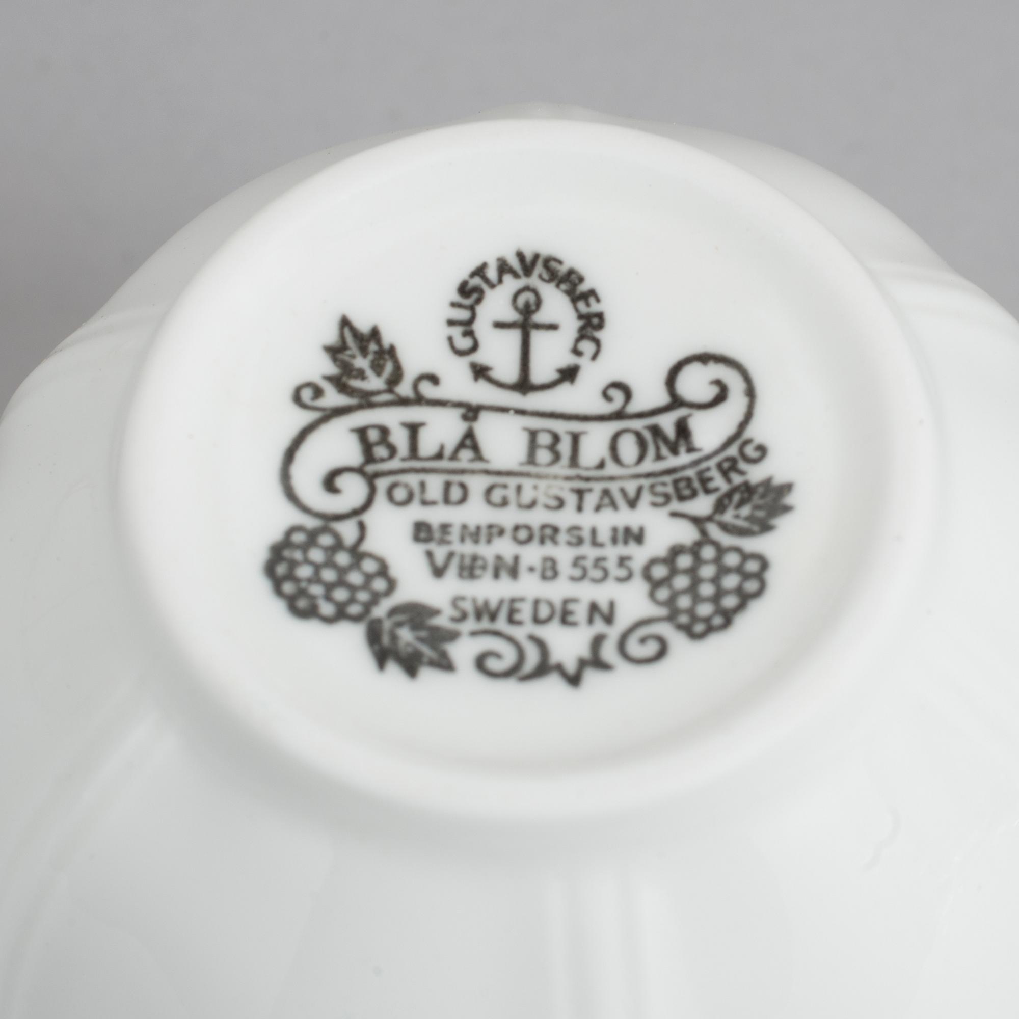 KAFFEKOPPAR, 6 st, porslin, "Blå Blom" Rörstrand.