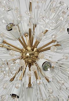 An Emil Stejnar brass crystal chandelier by Rupert Nikoll, Austria.