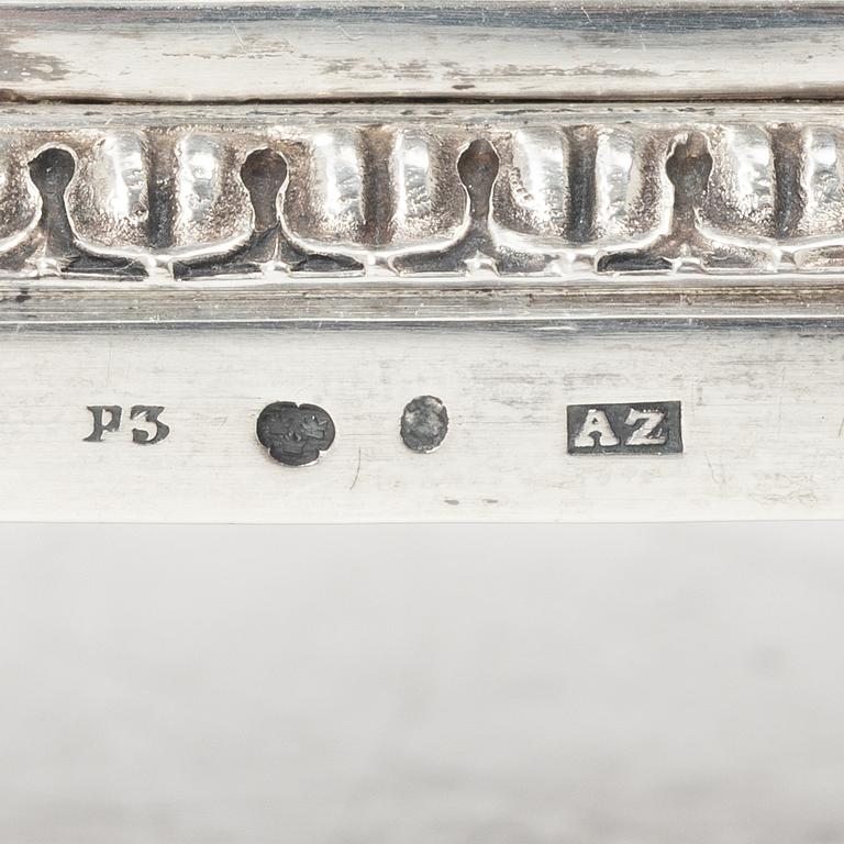 Adolf Zethelius, likörset, silver och glas, Stockholm 1821.