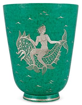 797. A Wilhelm Kåge 'Argenta' stoneware vase, Gustavsberg, painted by Heinz Erret.