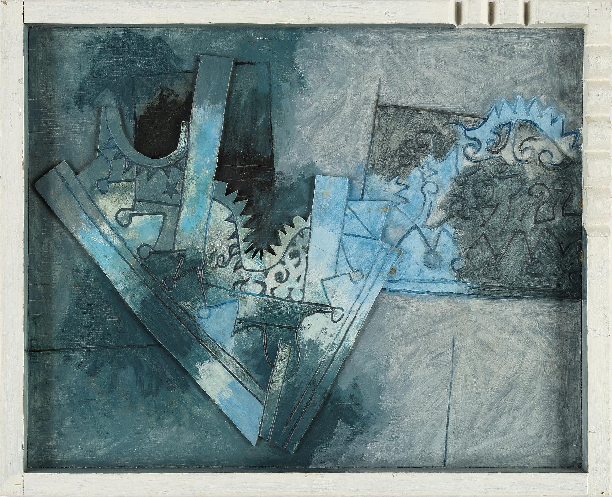 Vide Janson, relief, painted wood, signed and dated 1980 verso.