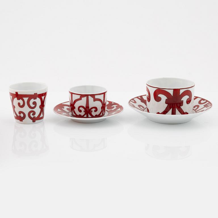 Hermès, nine-piece tea- and coffee porcelain service, 'Balcon du Guadalquivir', Paris France.