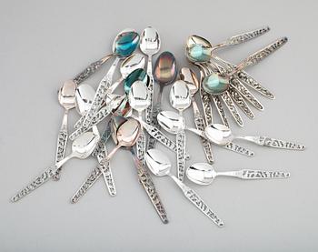 MOCKASKEDAR, 28 st, silver, Rosen och Rosenrankan, 1900-/2000-tal. Total vikt ca 244 g.