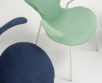 KARMSTOLAR, 4 st, "Sjuan", Arne Jacobsen, Fritz Hansen, 1900-talets andra hälft.