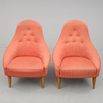 FÅTÖLJER, ett par, "Lilla Eva", ur möbelserien Paradiset, formgiven av Kerstin Hörlin för AB Nordiska Kompaniet NK.