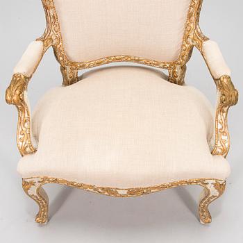 A Louis XV style armchair, late 19th-century.