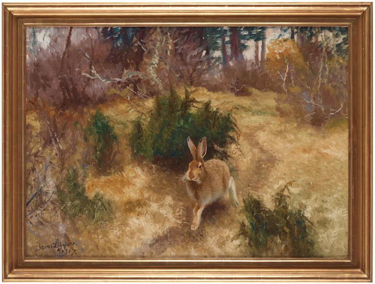 Bruno Liljefors, Hare in an autumn landscape.