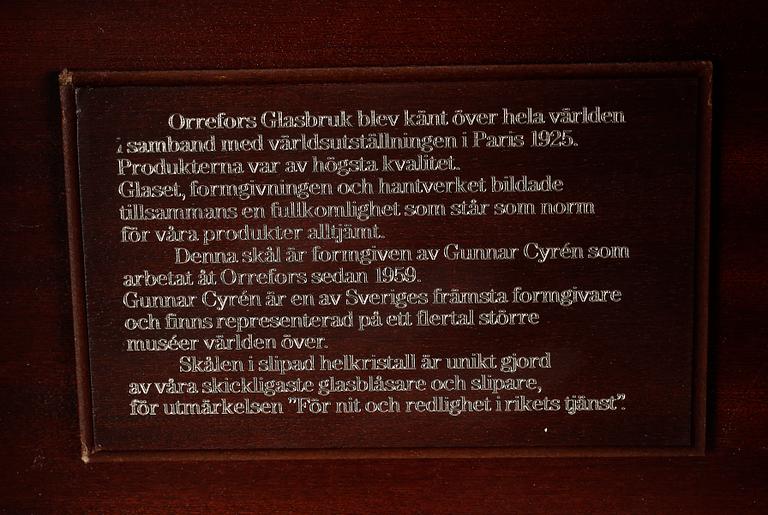 SKÅL, kristall. "Sofiero", Gunnar Cyrén, Orrefors. I schatull.