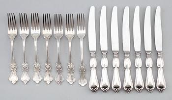 SMÖRGÅSBESTICK, 14 delar, silver, C.G. Hallberg och GAB, 1950/60-tal. Vikt ca 469 g.