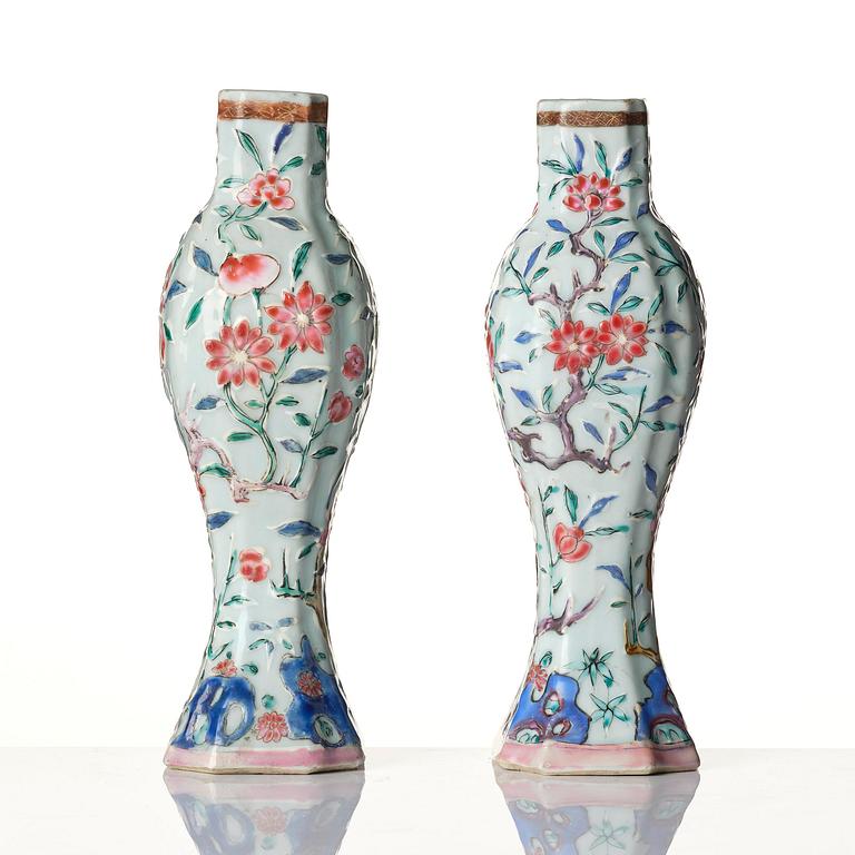 A matched set of famille rose vases, Qing dynasty, Qianlong (1736-95).