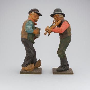 HERMAN ROSELL, träskulpturer, 2 st. Signerade.
