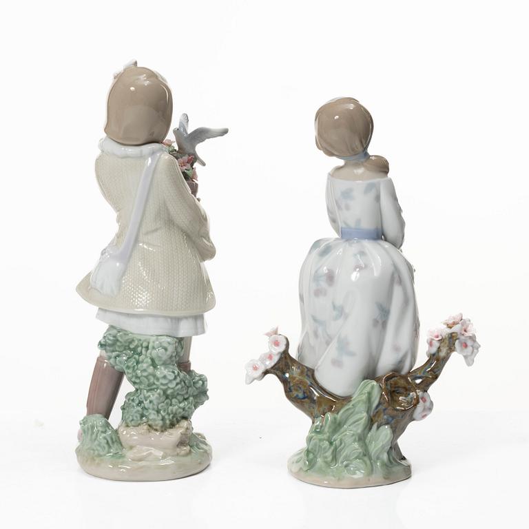 Lladró, 6 figurines, including "Wheelbarrow with flowers", "A barrow of fun", "A walk through blossoms", "Morning melodies".