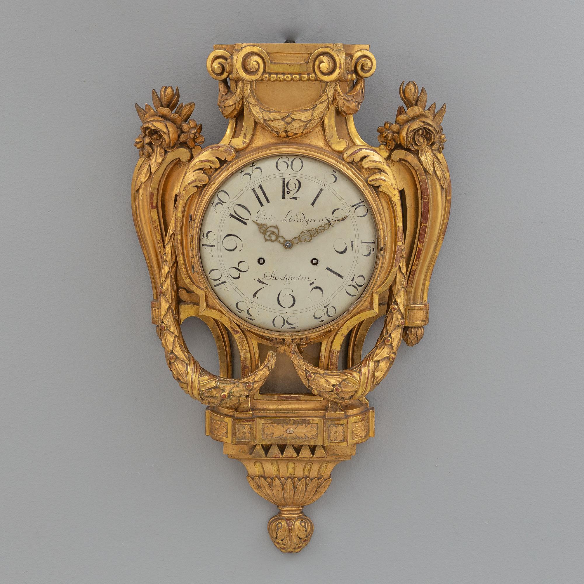 VÄGGPENDYL, gustaviansk, Eric Lindgren, Stockholm, 1700-talets slut.