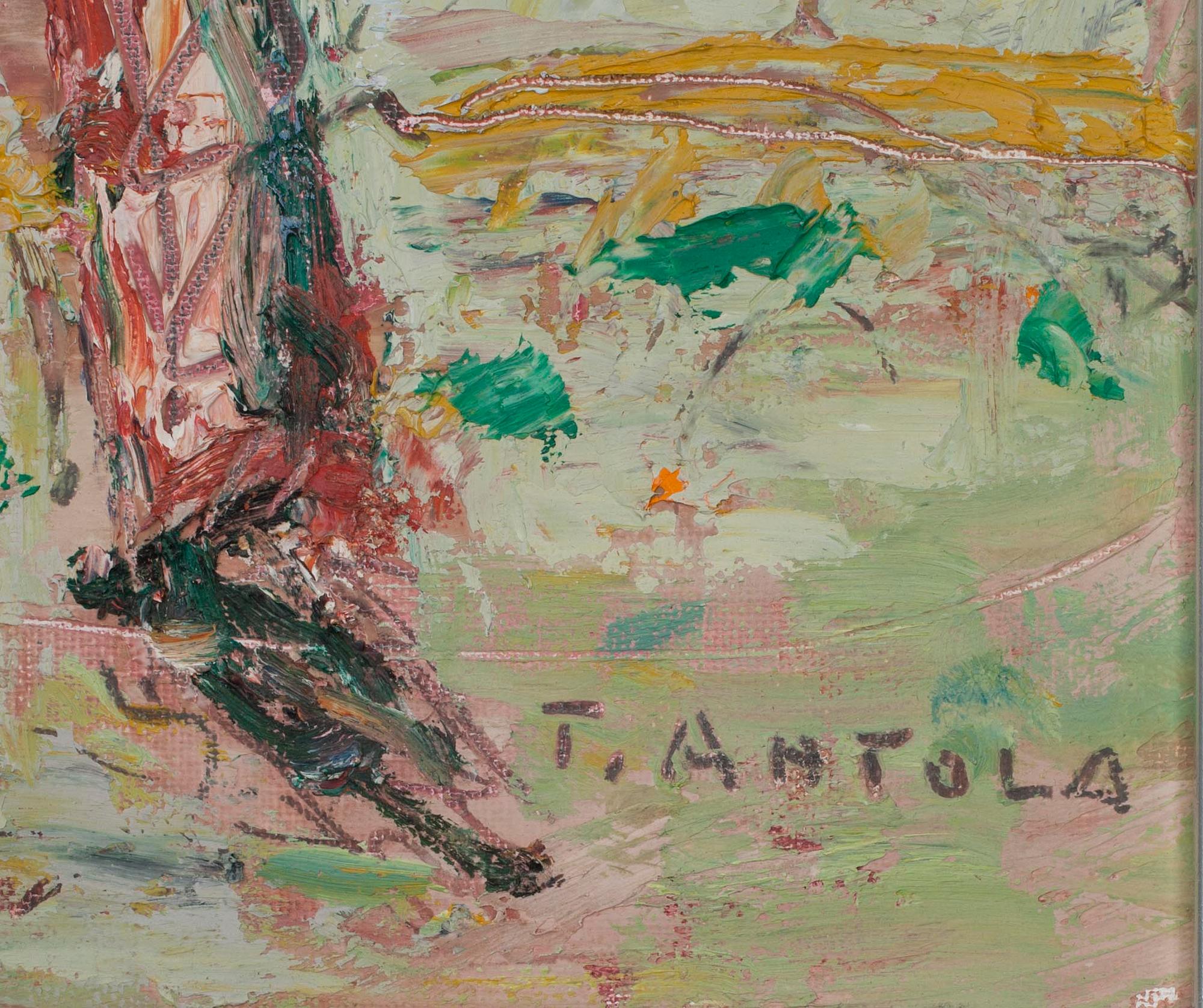TAISTO AHTOLA, olja på skiva, sign, a tergo dat. 1989.