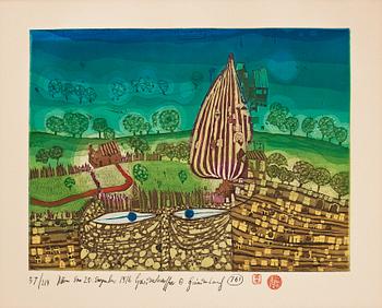 825. Friedensreich Hundertwasser, "Take care when you walk over the prairie/The death of a thousand windows".