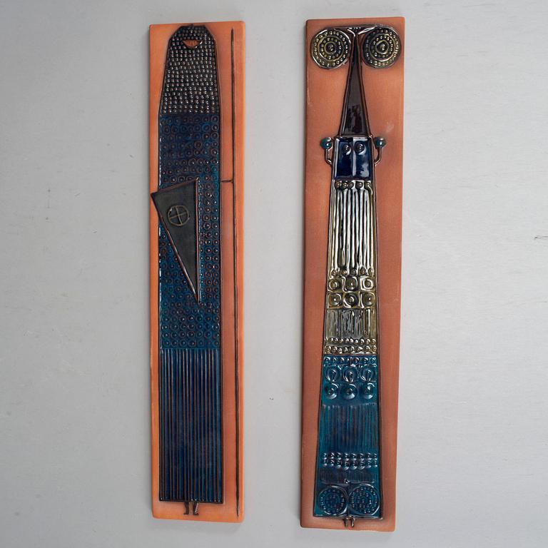 INGER PERSSON, a pair of earthenware wall reliefs, Rörstrand, Sweden  1960-70's.