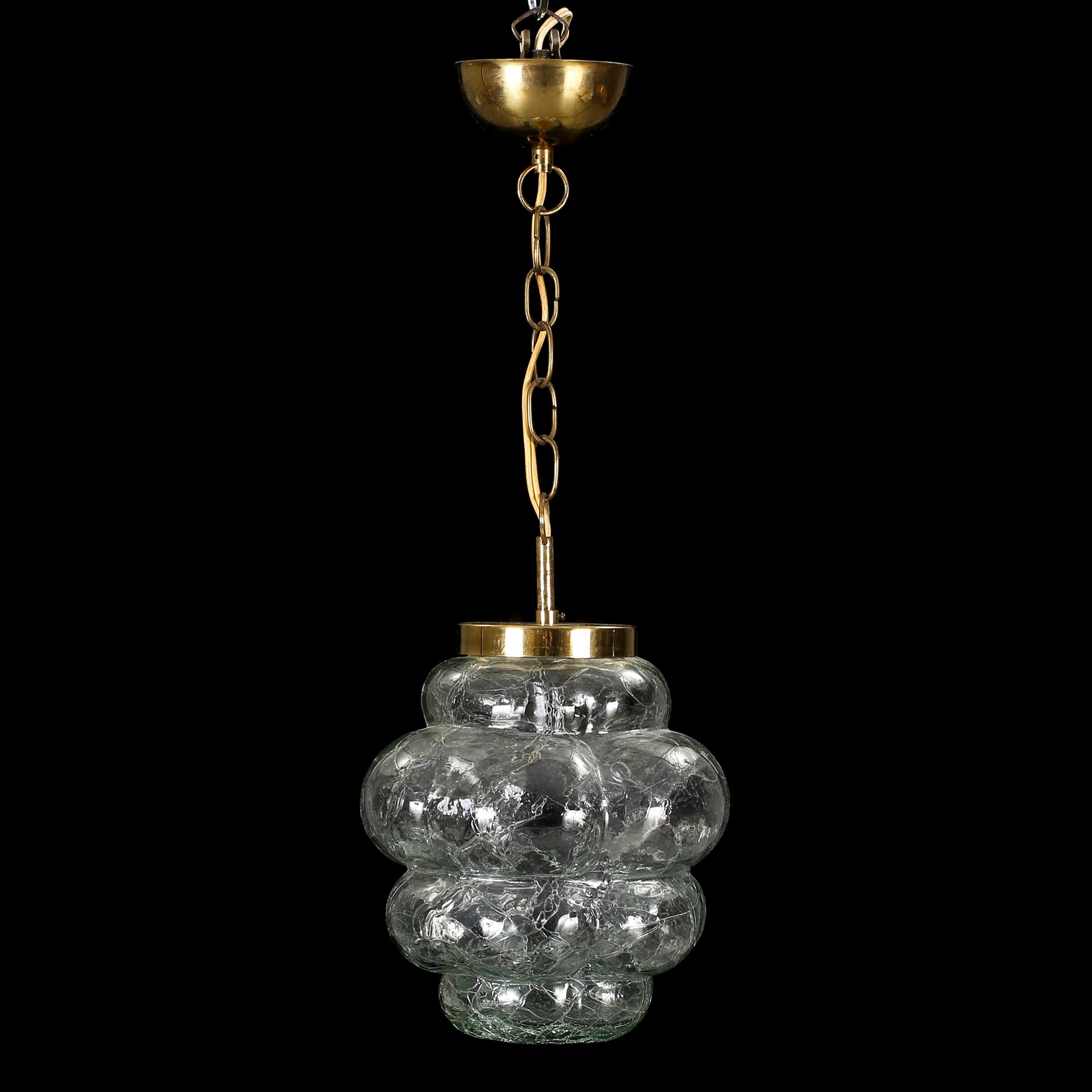 TAKLAMPA, glas och mässing, Ture Berglund, Skansen Stockholm, 1900-talets andra hälft.