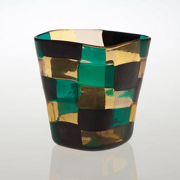 A Fulvio Bianconi 'Pezzato' square vase, Venini, Murano, Italy 1950's.