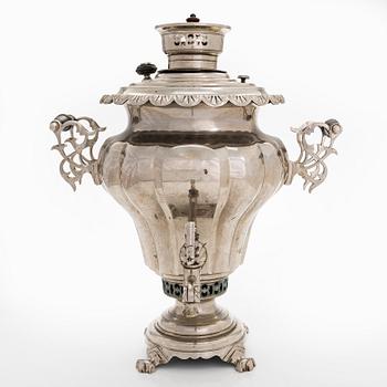 A silver-plated brass samovar. Teile, Russia 1882.