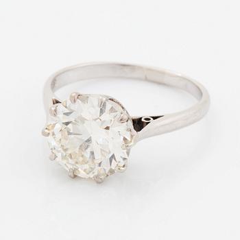 Ring platina med en gammalslipad diamant ca 3.30 ct kvalitet ca J/K vs.