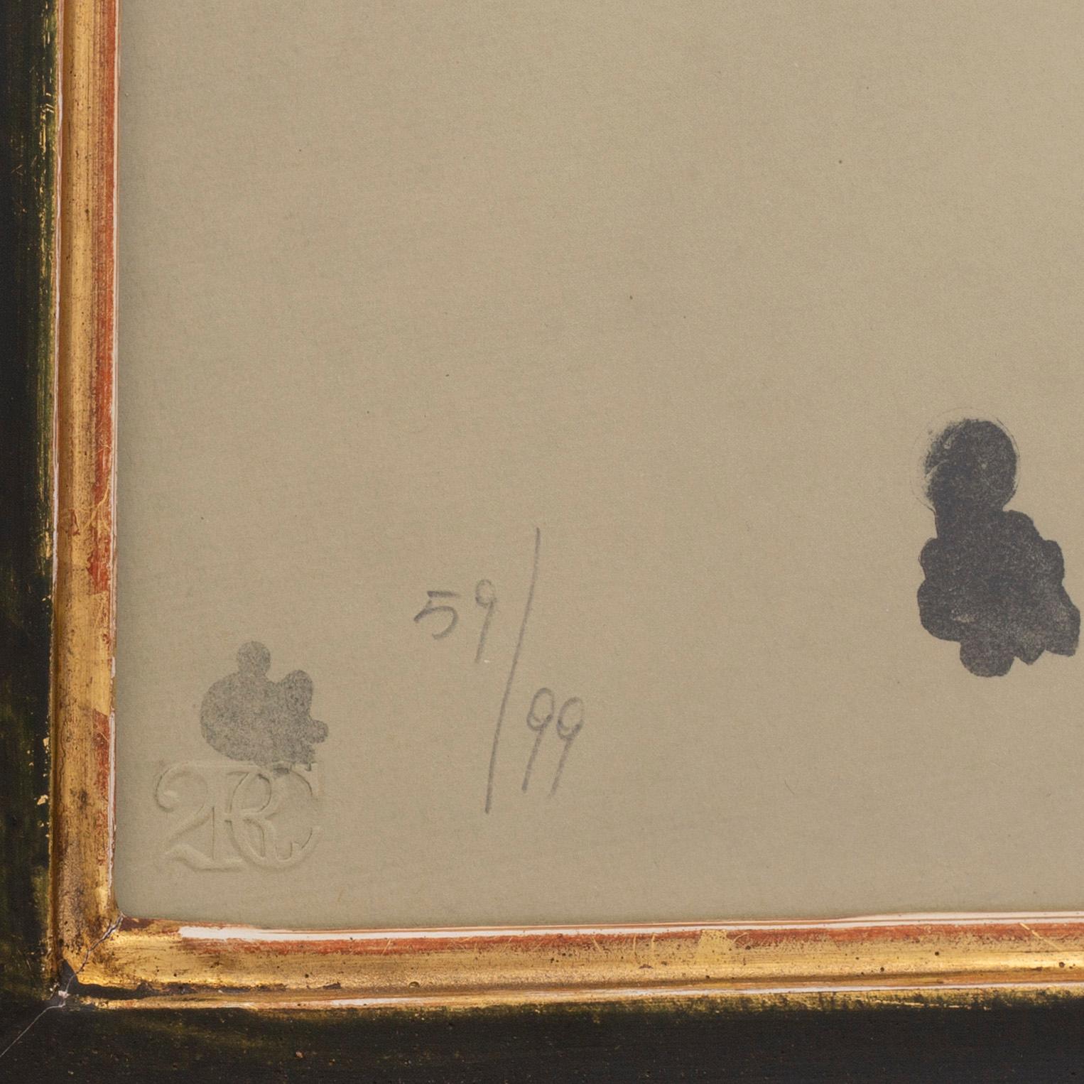 Lucio Fontana, a signed and numbered etching with relievo and perforation.