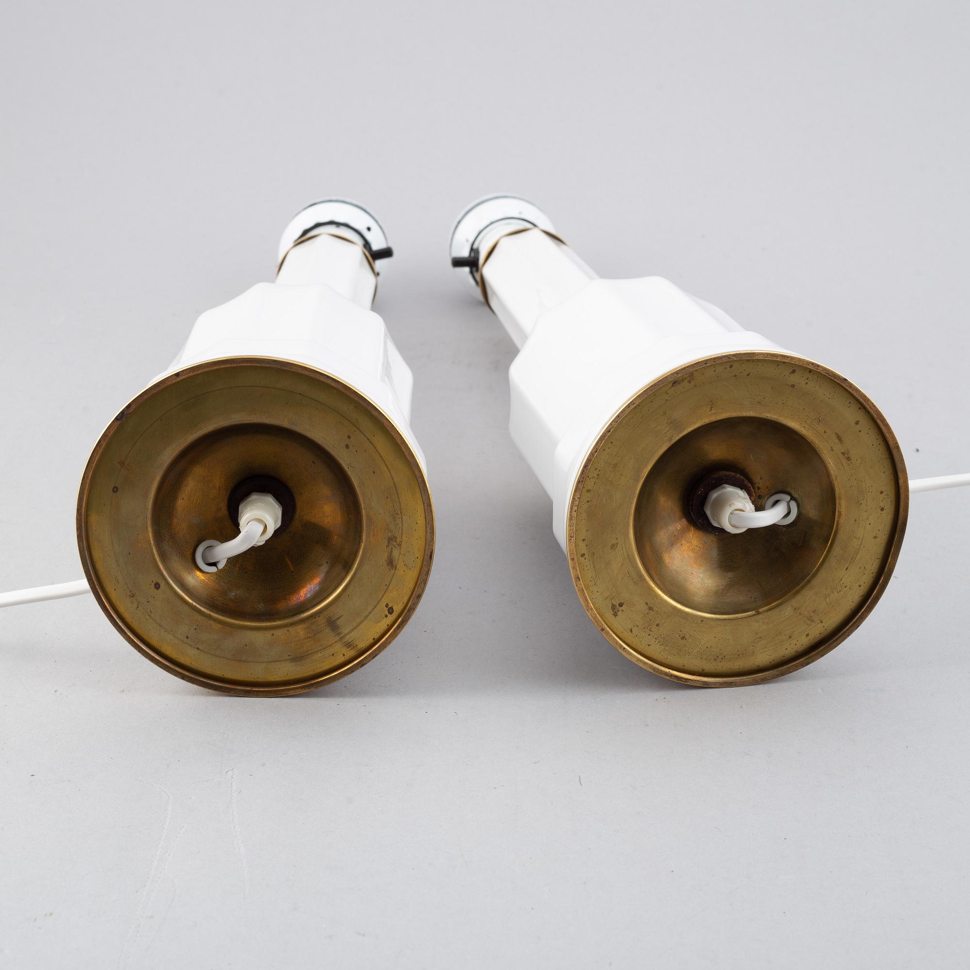 A pair of porcelain table lights, Heiberg model, probably Denmark. Second half of the 20th Century.