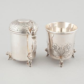 A silver jug and vase by Preben Salomonsen, Denmark from the second half of the 20th century.