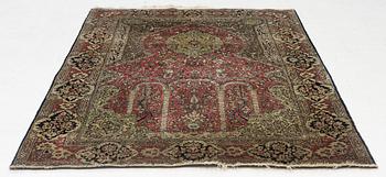 A semi-antique silk Quum, c. 216 x 141 cm.