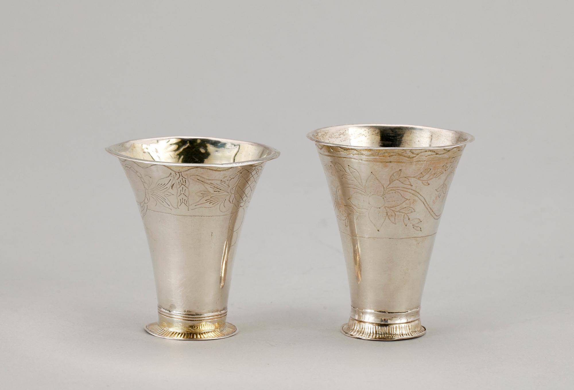 BÄGARE, 2 st, silver, bl a Johan Schröder, Landskrona, 1798.