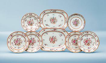 A famille rose part dinner service, Qing dynasty, Qianlong (1736-95).