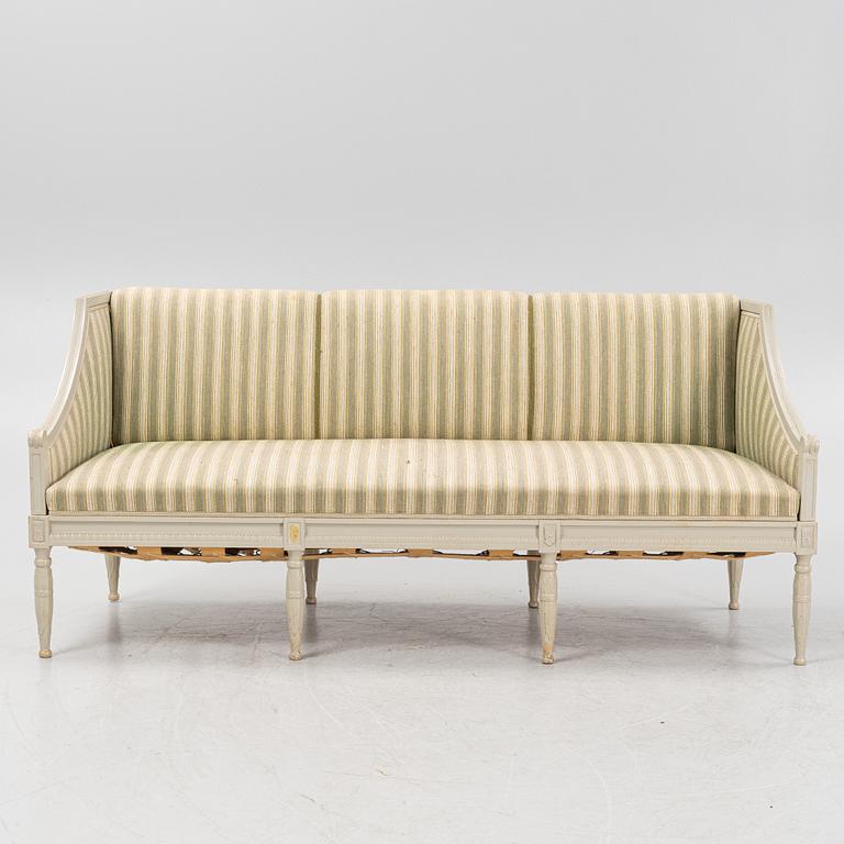 A Gustavian style 6-piece furniture suite, P.A. Eklund Bispgården, mid 20th Century.