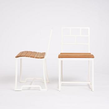 Carl Hörvik, a set of six white lacquered garden chairs for 'Stadshotellet Båstad' or 'Restaurant Lindgården', ca 1927-29.