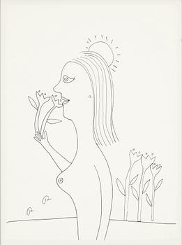 Roger Risberg, indian ink drawing, signed. Executed in 2008.