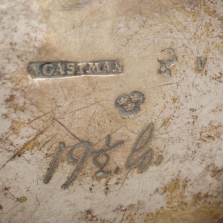 ANDERS CASTMAN dy, Eksjö 1779, konfektskål, silver, rokoko.