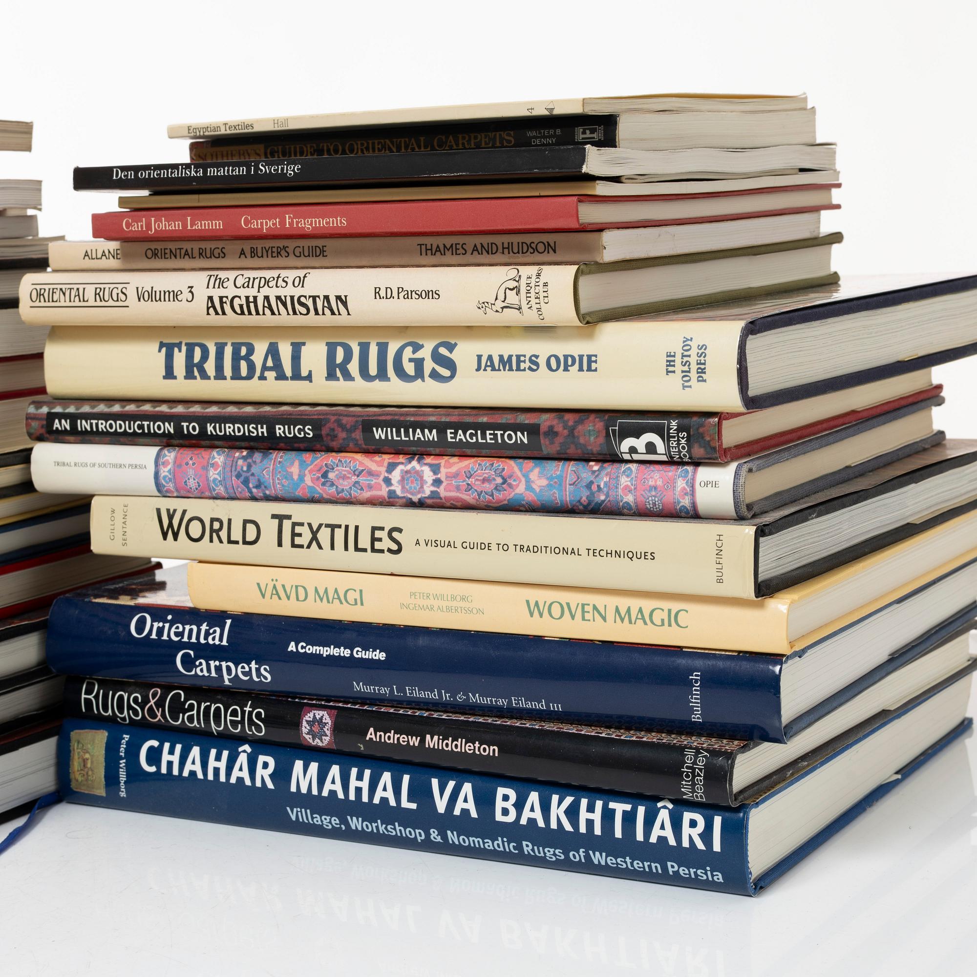 A collection of books and international auction catalogs, several volumes, including Charhar Mahal - Bakhtiari, by Peter Willborg.