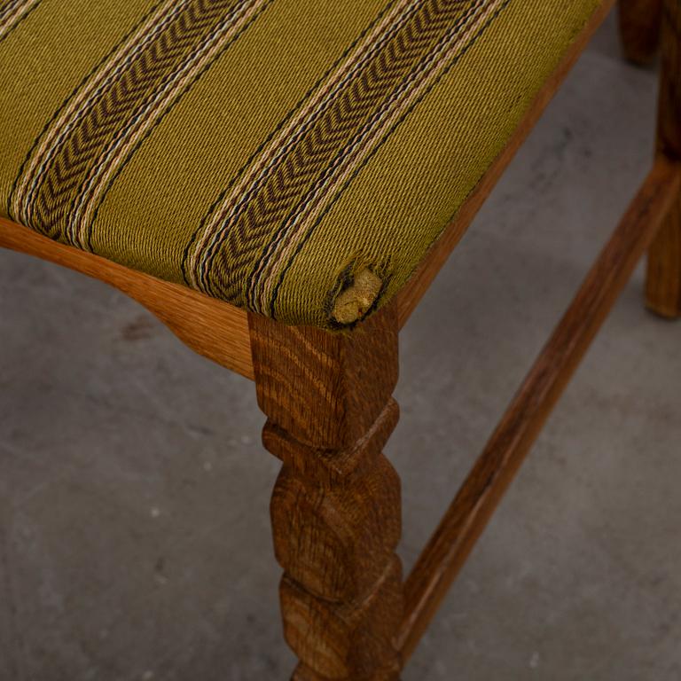 A set of six Danish Henning Kjaerulf chairs, second half of 20th century.