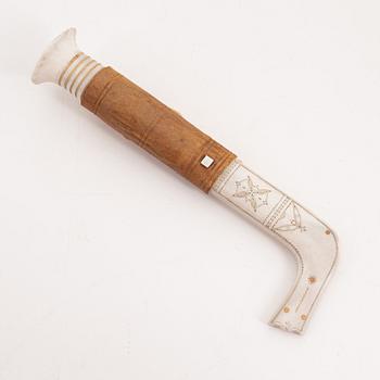 A reindeer horn knife by Nikolaus Fankki, before 1963, signed.