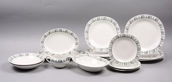 SERVISDELAR, 17 st, flintgods, "Tebe" Rörstrand.